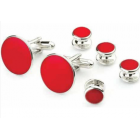 Red Stone Tuxedo Studs and Cufflinks